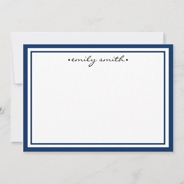De Remerciements Carte Flat personnalisée Navy & White Stationery (Devant)