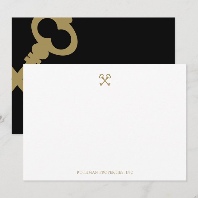 De Remerciements Carte Gold Crossed Skeleton Keys (Devant / Derrière)