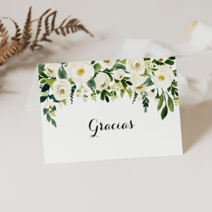 De Remerciements Carte Gracias Mariage Flore Blanc Vert