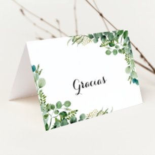 De Remerciements Carte Gracias Mariage pliée Eucalyptus vert