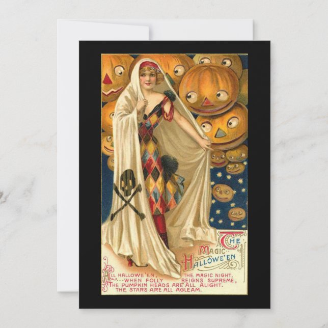 De Remerciements Carte Harlequin Lady Flat Halloween (Devant)