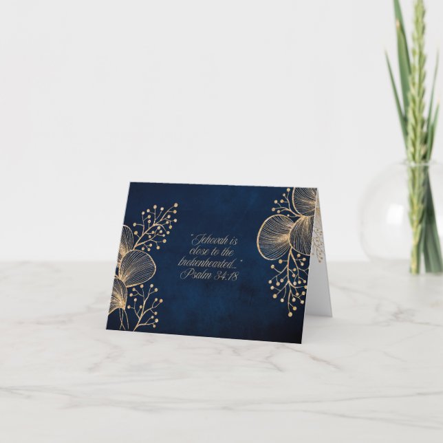 De Remerciements Carte JW Sympathy Blue & Gold Floral (Devant)