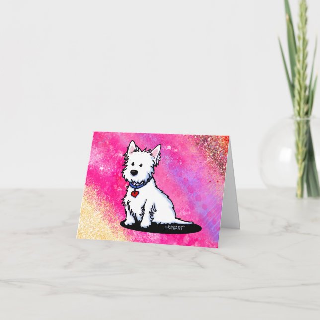 De Remerciements Carte KiniArt Westie rose note (Devant)