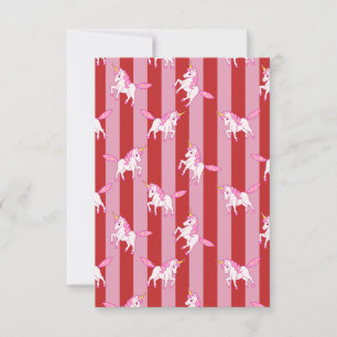 De Remerciements Carte licorne rayée rose et rouge