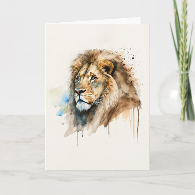 De Remerciements Carte Majestic Watercolor Lion (Devant)