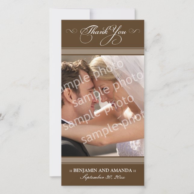 De Remerciements Carte Mariage simple Photocard (chocolat) (Devant)