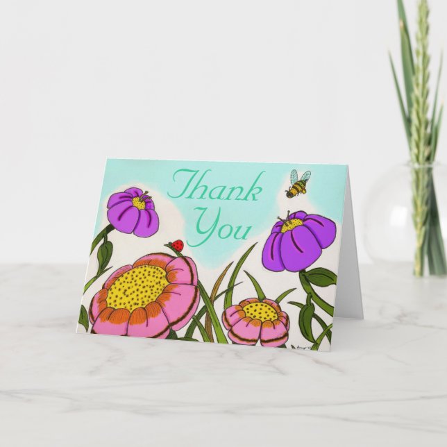 De Remerciements Carte "Merci" Flower Meadow (Devant)