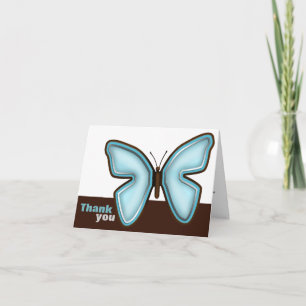 De Remerciements Carte "Merci" Papillon Brun et Turquoise