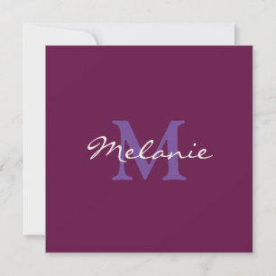 De Remerciements Carte moderne monogramme rose fuchsia et violet li