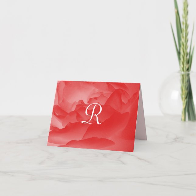 De Remerciements Carte Monogramme Coral Rose (Devant)
