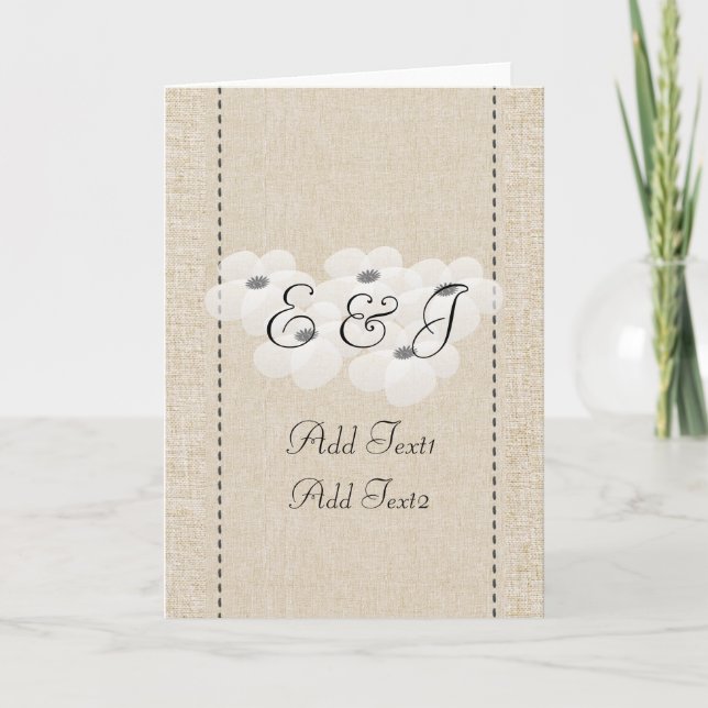 De Remerciements Carte Monogramme en fleur d'anémone blanc rustique (Devant)