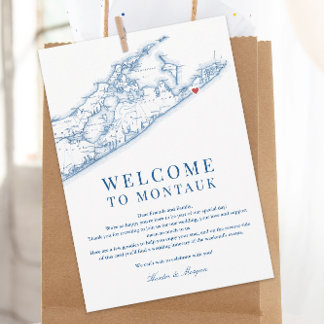 De Remerciements Carte Montauk NY Mariage Bienvenue Lettre Marine B