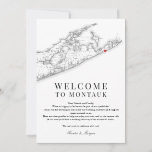 De Remerciements Carte Montauk NY Mariage Bienvenue Lettre Noir Bla