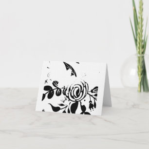 De Remerciements Carte non lignée à motif floral délavé noir et bla
