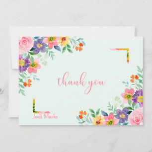 De Remerciements Carte Note d'aquarelle Spring Blooms
