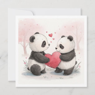 De Remerciements Carte Panda romantique