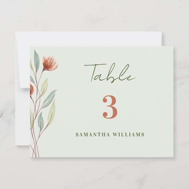 De Remerciements Carte Pastel Green-Escort aux fleurs d'aquarelle (Devant)