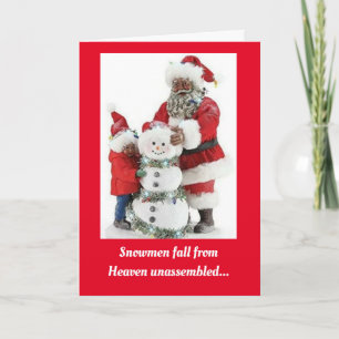 De Remerciements Carte Père Noël & Enfant & Snowman Afro-Américaine