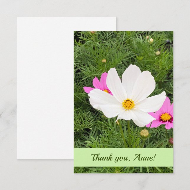 De Remerciements Carte personnalisable avec fleurs roses (Devant / Derrière)
