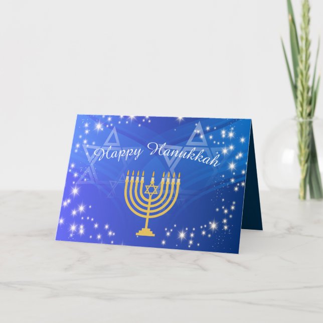 De Remerciements Carte personnalisable Hanoukka Menorah Stars (Devant)