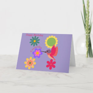 De Remerciements Carte personnalisée Colibri et Fleurs