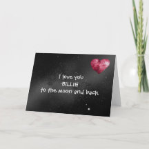 Carte personnalisée Love You to the Moon - pliée