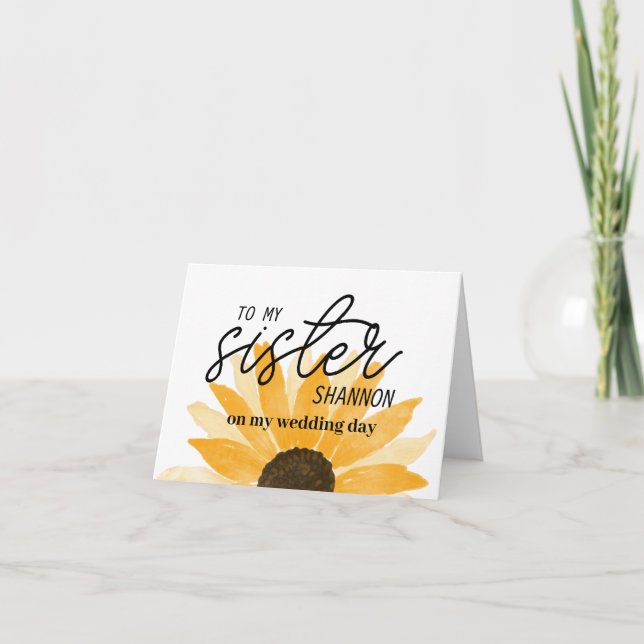 De Remerciements Carte personnalisée tournesol pour ma sœur (Devant)