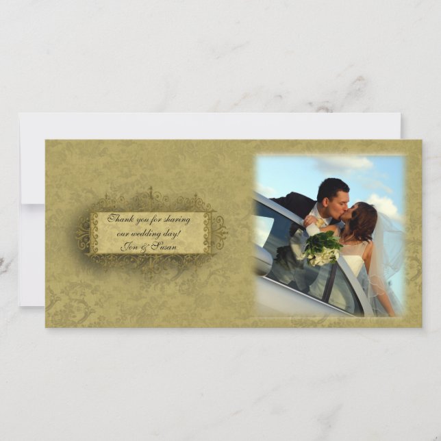 De Remerciements Carte photo Gold Damask (Devant)
