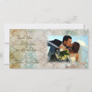 De Remerciements Carte photo Mariage Damask Grunge