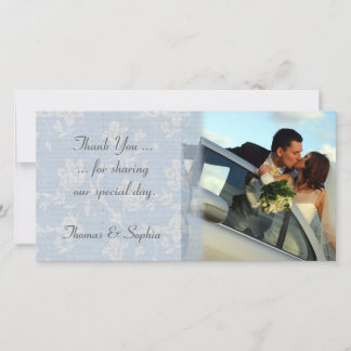De Remerciements Carte photo Mariage Floral Bleu