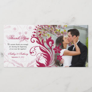 De Remerciements Carte photo Mariage rouge et blanc