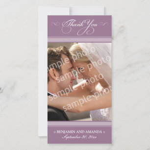 De Remerciements Carte photo Mariage simple (lavande)