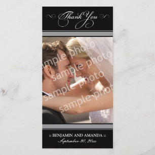 De Remerciements Carte photo Mariage simple (noir)