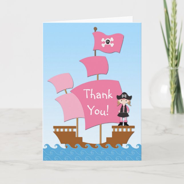 De Remerciements Carte Pirate-Merci rose (Devant)