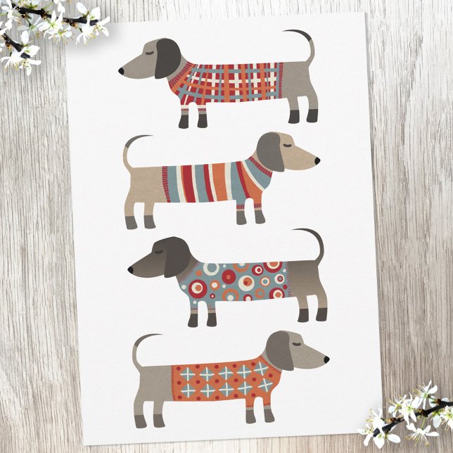 De Remerciements Carte plat Dachshund Saucisse Chien (Dachshund Wiener Sausage Dog flat card)