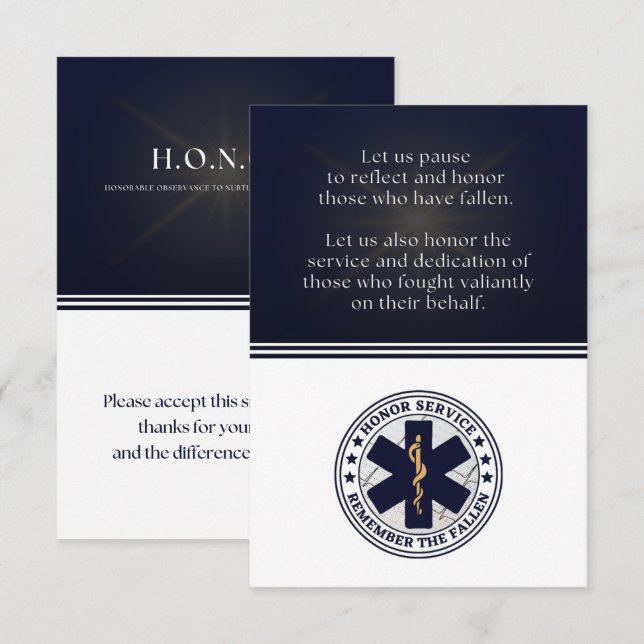 De Remerciements Carte plat H.O.N.O.R. (Devant / Derrière)