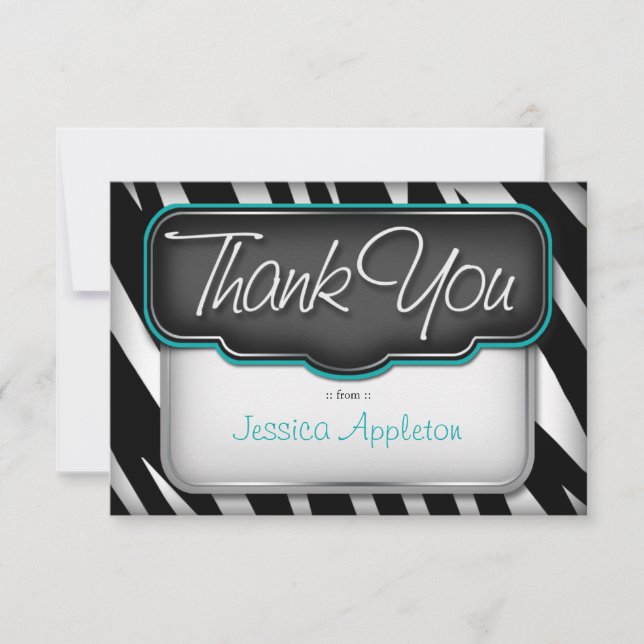 De Remerciements Carte plat unique Zebra pour impression "Merci" (Devant)
