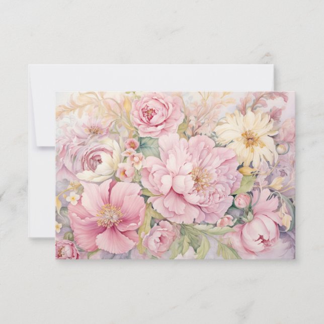 De Remerciements Carte plate avec pivoines roses (Devant)