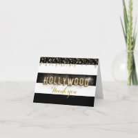Carte pliée à rayures noir et blanc Gold Hollywood