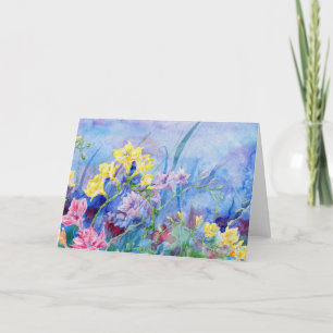 De Remerciements carte pour notes blanc "Freesias"