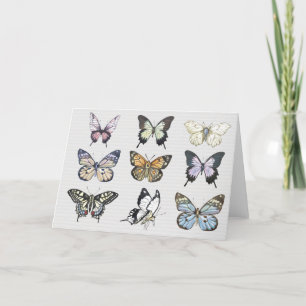 De Remerciements Carte pour notes blanc papillon aquarelle