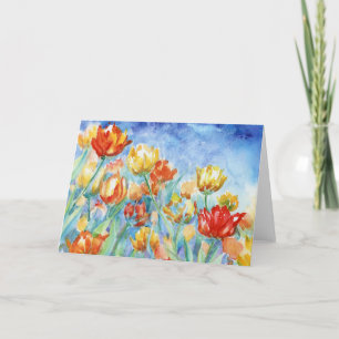 De Remerciements Carte pour notes blanc Tulipes jaunes et rouges