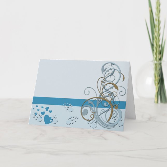 De Remerciements Carte pour notes Bleu et Bronze personnalisable (Devant)