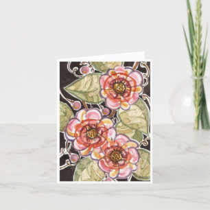 De Remerciements Carte pour notes d'aquarelle florale d'art populai