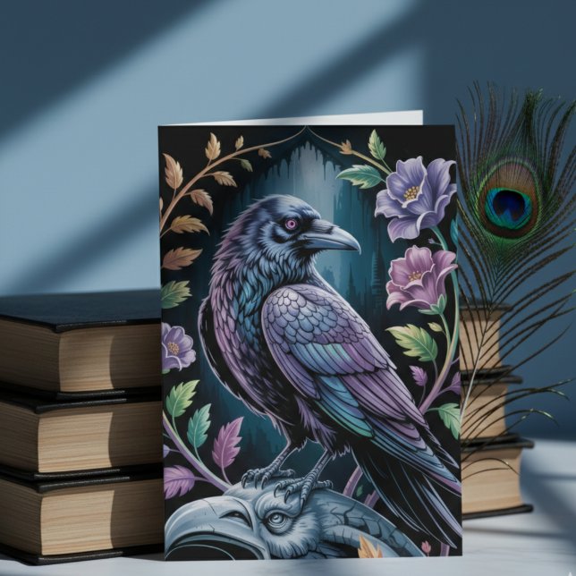 De Remerciements Carte pour notes d'art du corbeau gothique noir (Gothic black raven note card)