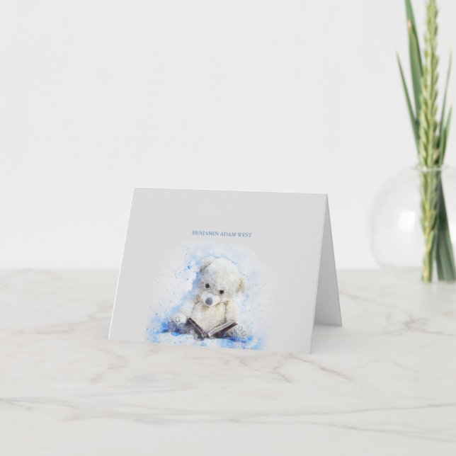 De Remerciements Carte pour notes photo Teddy Bear Blue (Devant)