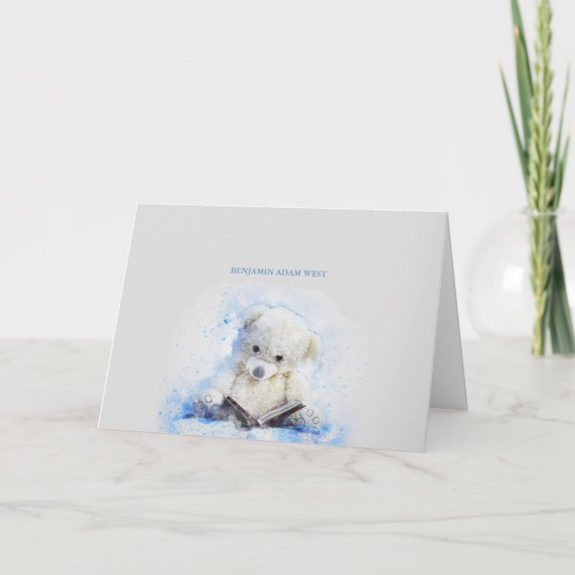 De Remerciements Carte pour notes photo Teddy Bear Blue (Devant)