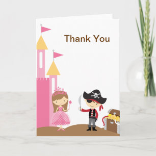 De Remerciements Carte Princesse et Pirate Note