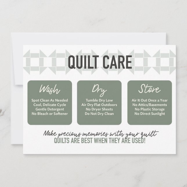 De Remerciements Carte Quilt Care - Design moderne - Sage Green (Devant)
