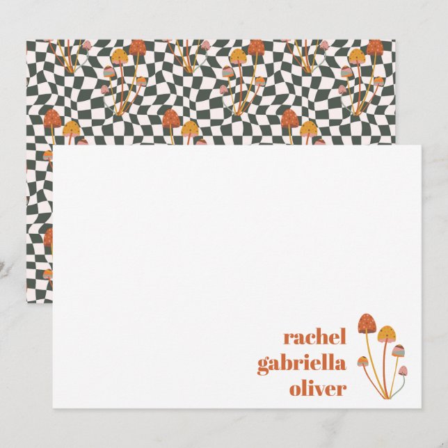 De Remerciements Carte Retro Orange Champignons personnalisée Mitzv (Devant / Derrière)